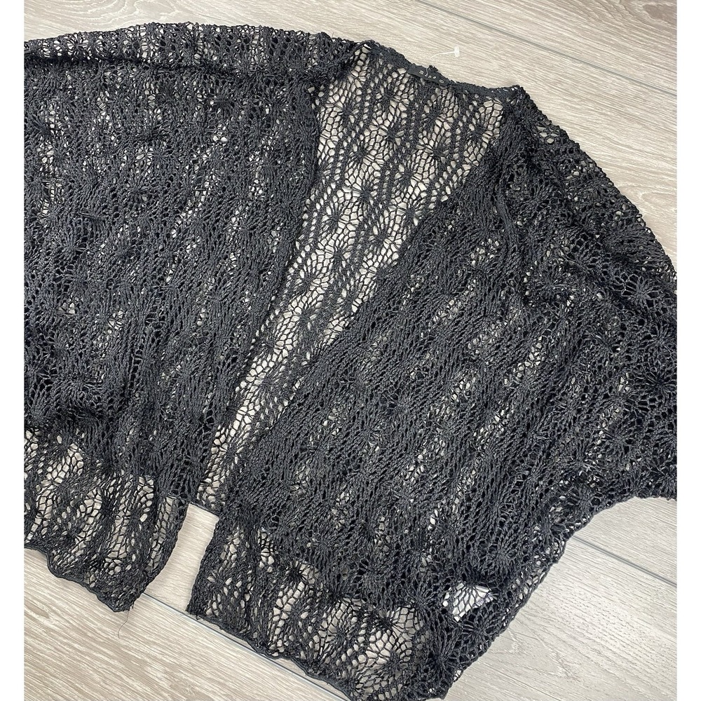 Mine Women's Crochet Open Cardigan Shrug Top Black Size Large